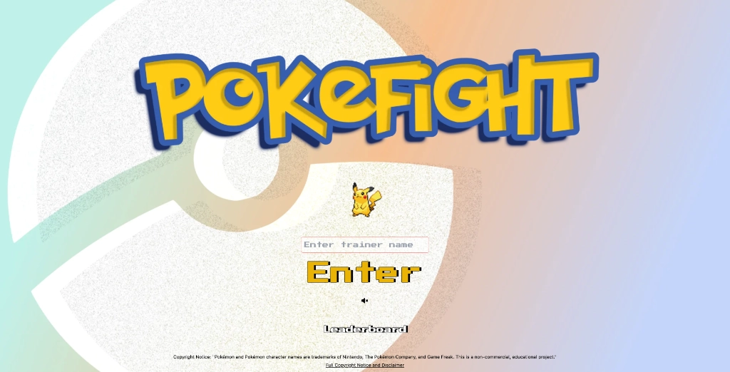 screenshot of project Pokefight